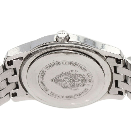 GUCCI Watches Quartz 5500L Stainless Steel , Stainless Steel Silver 11P Diamond black dial Women Used Authentic