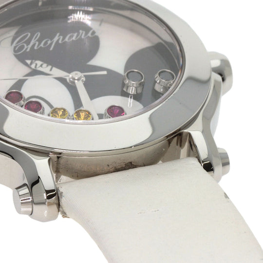 Chopard Watches Quartz 278475-3032 Stainless Steel, Leather Silver Happy Mickey Ruby Black Diamond Yellow Sapphire White shell dial Women Used Authentic