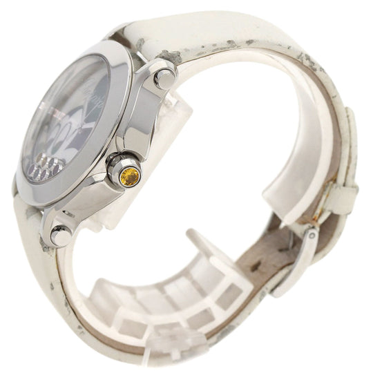 Chopard Watches Quartz 278475-3032 Stainless Steel, Leather Silver Happy Mickey Ruby Black Diamond Yellow Sapphire White shell dial Women Used Authentic