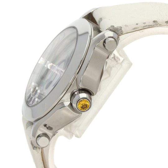 Chopard Watches Quartz 278475-3032 Stainless Steel, Leather Silver Happy Mickey Ruby Black Diamond Yellow Sapphire White shell dial Women Used Authentic