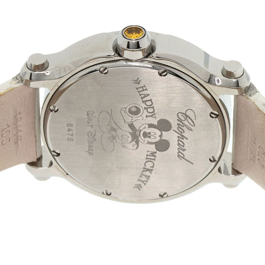 Chopard Watches Quartz 278475-3032 Stainless Steel, Leather Silver Happy Mickey Ruby Black Diamond Yellow Sapphire White shell dial Women Used Authentic