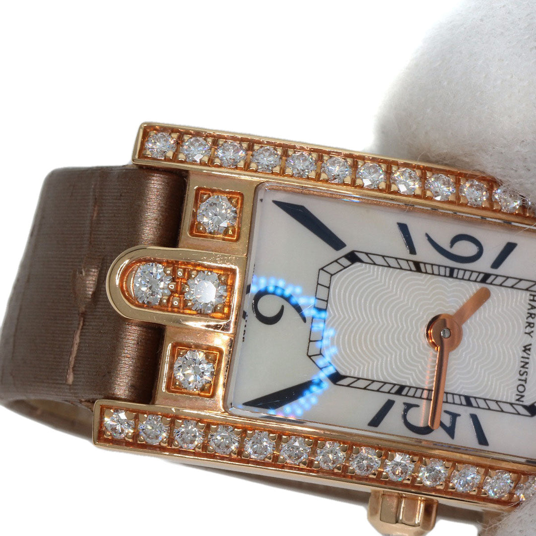 HARRY WINSTON Watches Quartz 332LQR AVCQHM16RR017 K18PG, leather, 0.67pt diamond gold Avenue C Mini White shell dial Women Used Authentic