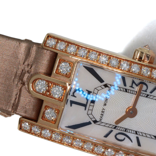 HARRY WINSTON Watches Quartz 332LQR AVCQHM16RR017 K18PG, leather, 0.67pt diamond gold Avenue C Mini White shell dial Women Used Authentic