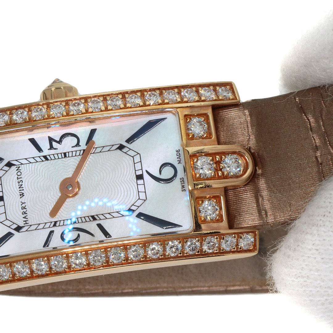 HARRY WINSTON Watches Quartz 332LQR AVCQHM16RR017 K18PG, leather, 0.67pt diamond gold Avenue C Mini White shell dial Women Used Authentic