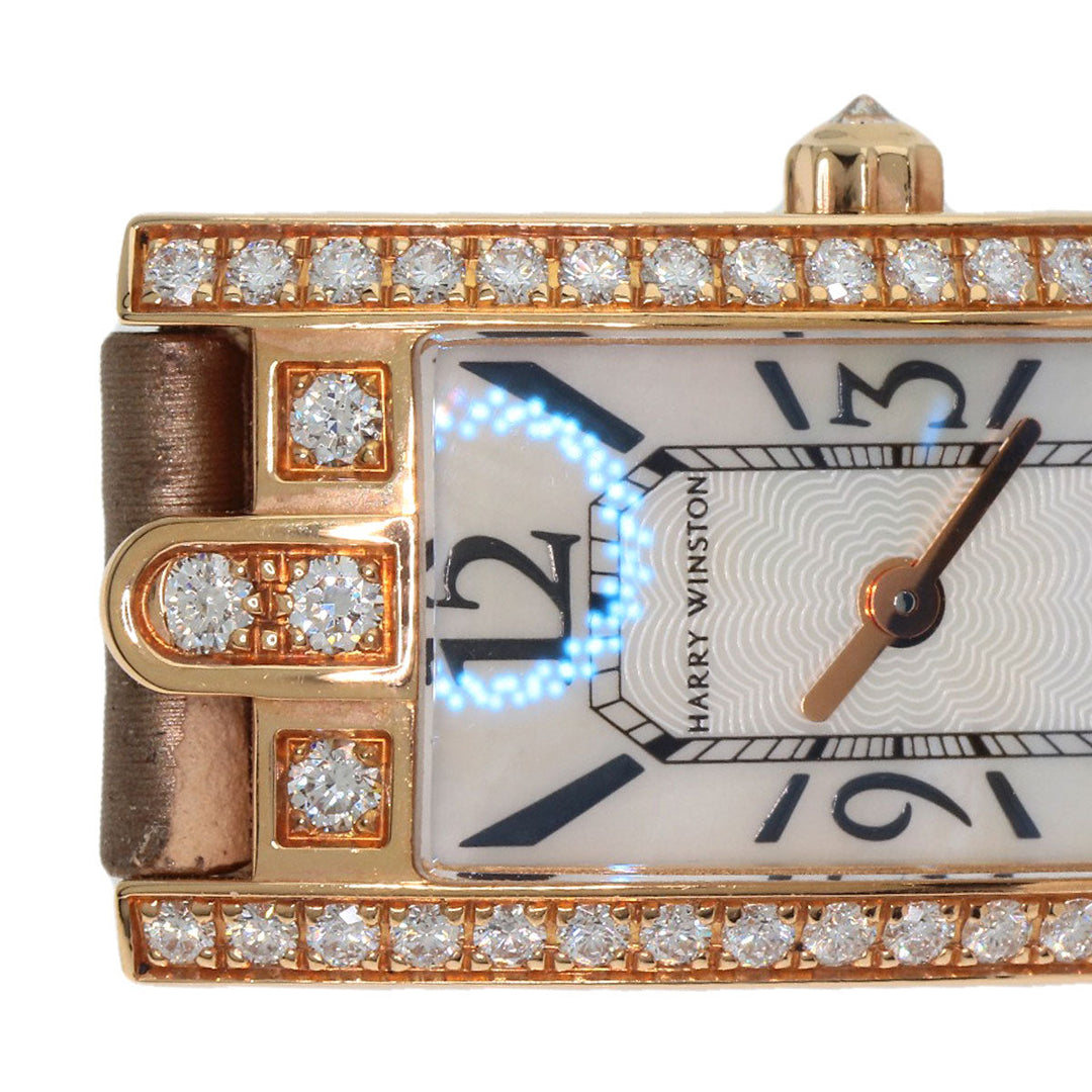 HARRY WINSTON Watches Quartz 332LQR AVCQHM16RR017 K18PG, leather, 0.67pt diamond gold Avenue C Mini White shell dial Women Used Authentic