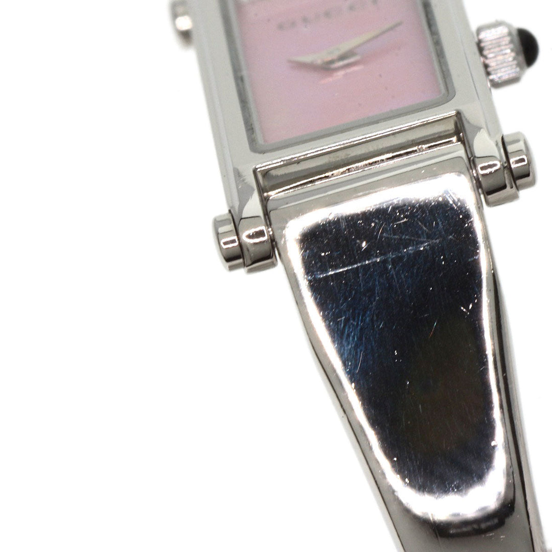 GUCCI Watches Quartz 1500L Stainless Steel , Stainless Steel Silver Square face Pink shell dial Women Used Authentic