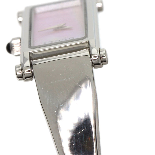 GUCCI Watches Quartz 1500L Stainless Steel , Stainless Steel Silver Square face Pink shell dial Women Used Authentic