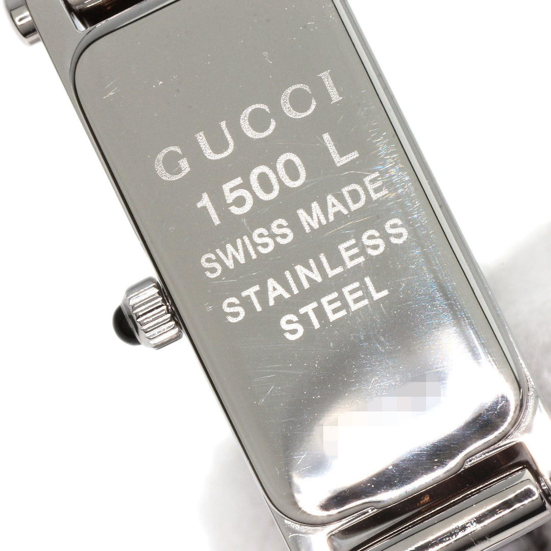 GUCCI Watches Quartz 1500L Stainless Steel , Stainless Steel Silver Square face Pink shell dial Women Used Authentic