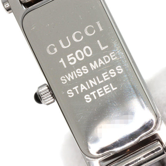 GUCCI Watches Quartz 1500L Stainless Steel , Stainless Steel Silver Square face Pink shell dial Women Used Authentic