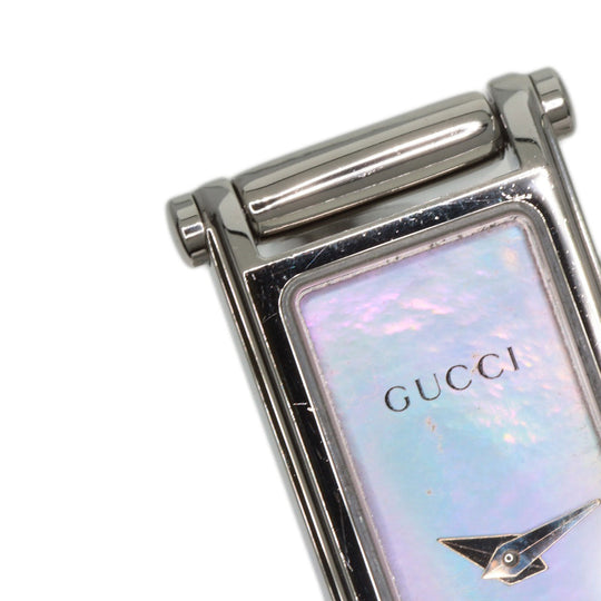 GUCCI Watches Quartz 1500L Stainless Steel , Stainless Steel Silver Square face Pink shell dial Women Used Authentic