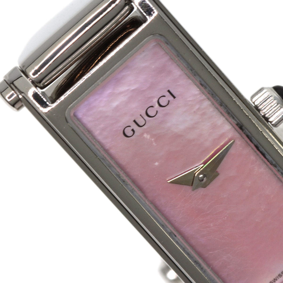 GUCCI Watches Quartz 1500L Stainless Steel , Stainless Steel Silver Square face Pink shell dial Women Used Authentic