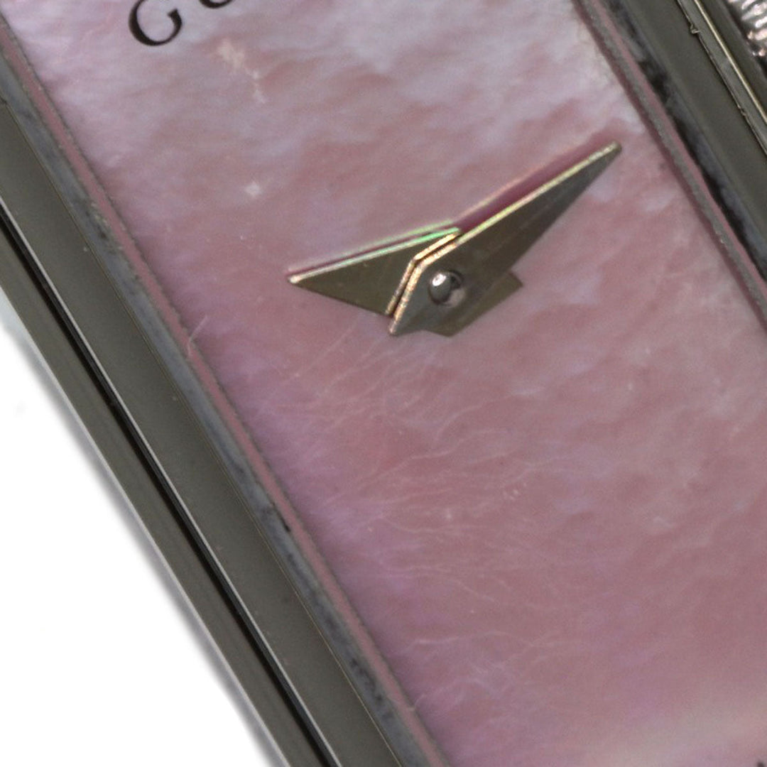 GUCCI Watches Quartz 1500L Stainless Steel , Stainless Steel Silver Square face Pink shell dial Women Used Authentic