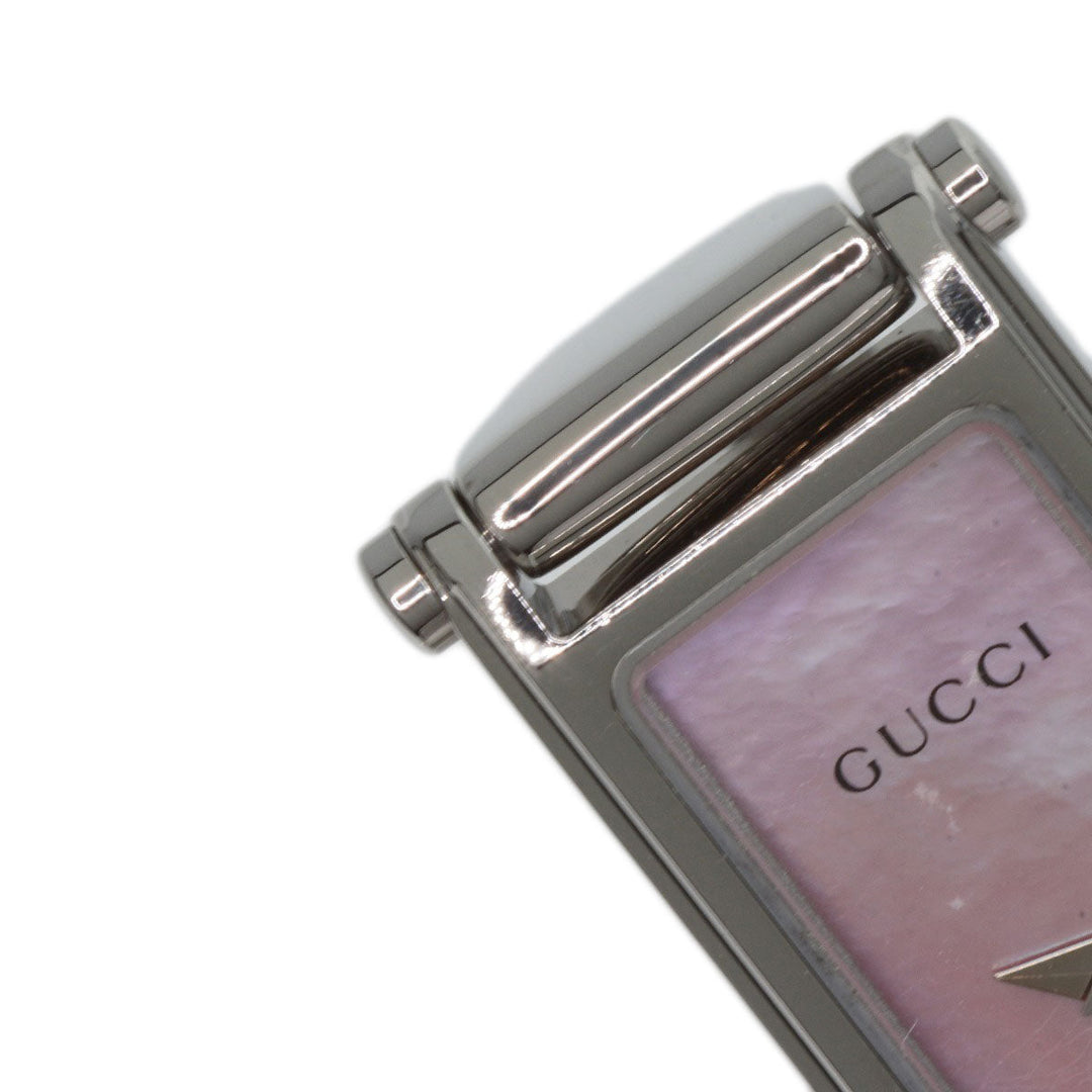 GUCCI Watches Quartz 1500L Stainless Steel , Stainless Steel Silver Square face Pink shell dial Women Used Authentic