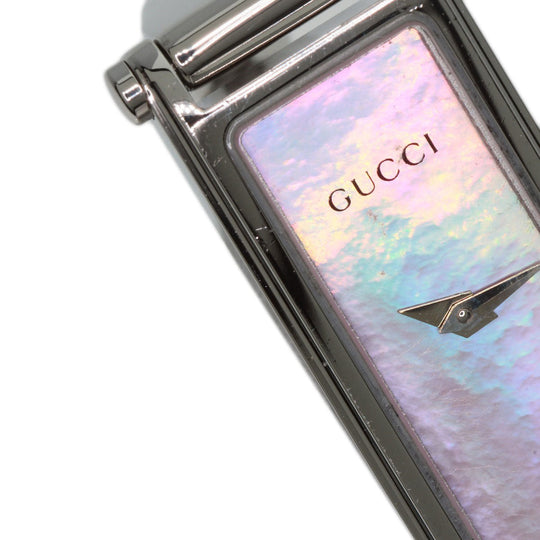 GUCCI Watches Quartz 1500L Stainless Steel , Stainless Steel Silver Square face Pink shell dial Women Used Authentic
