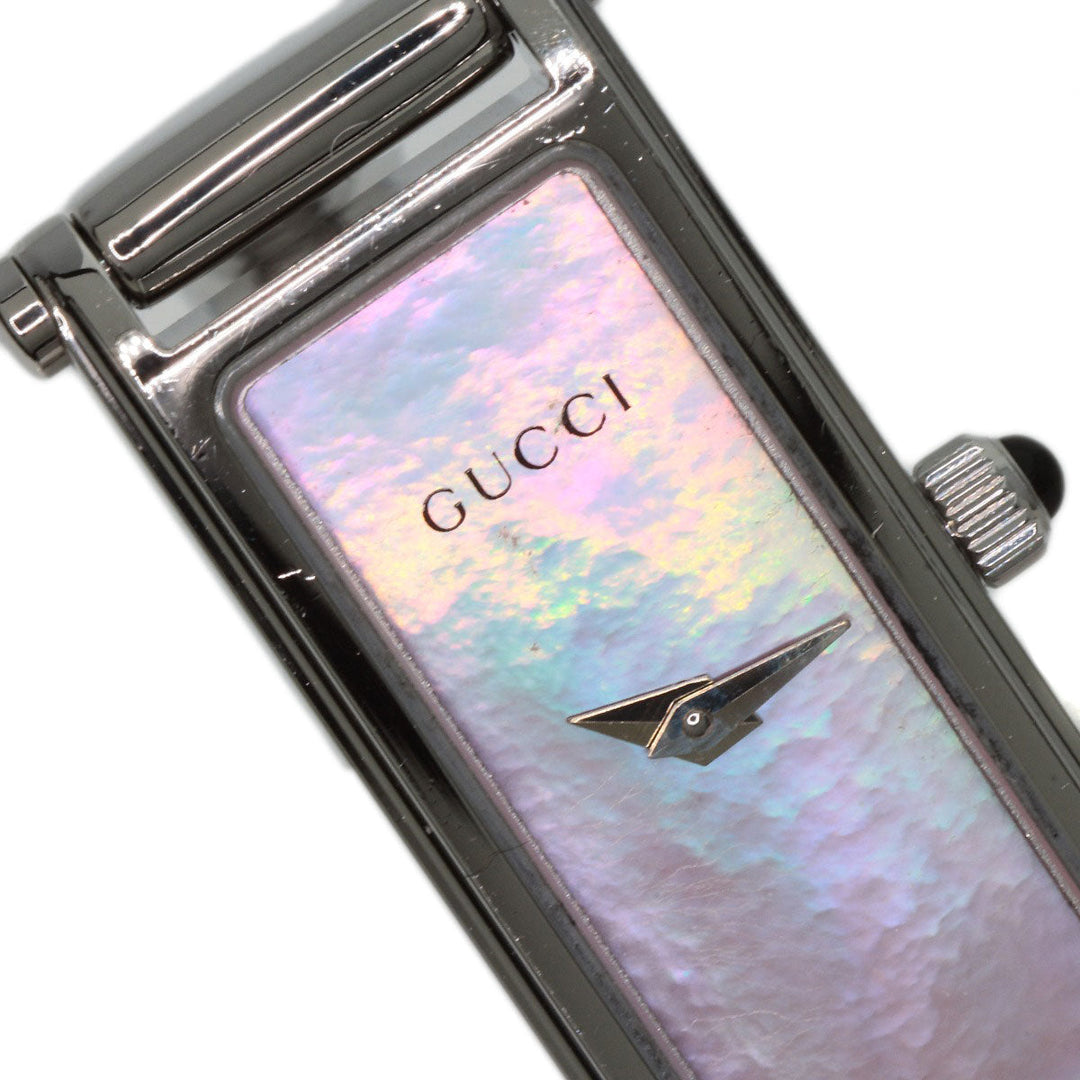 GUCCI Watches Quartz 1500L Stainless Steel , Stainless Steel Silver Square face Pink shell dial Women Used Authentic