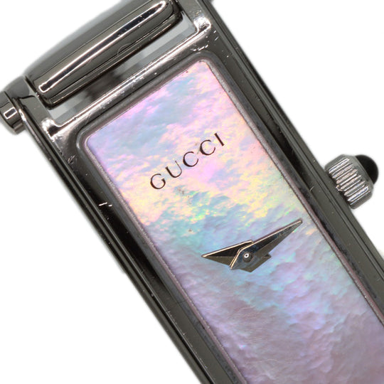 GUCCI Watches Quartz 1500L Stainless Steel , Stainless Steel Silver Square face Pink shell dial Women Used Authentic