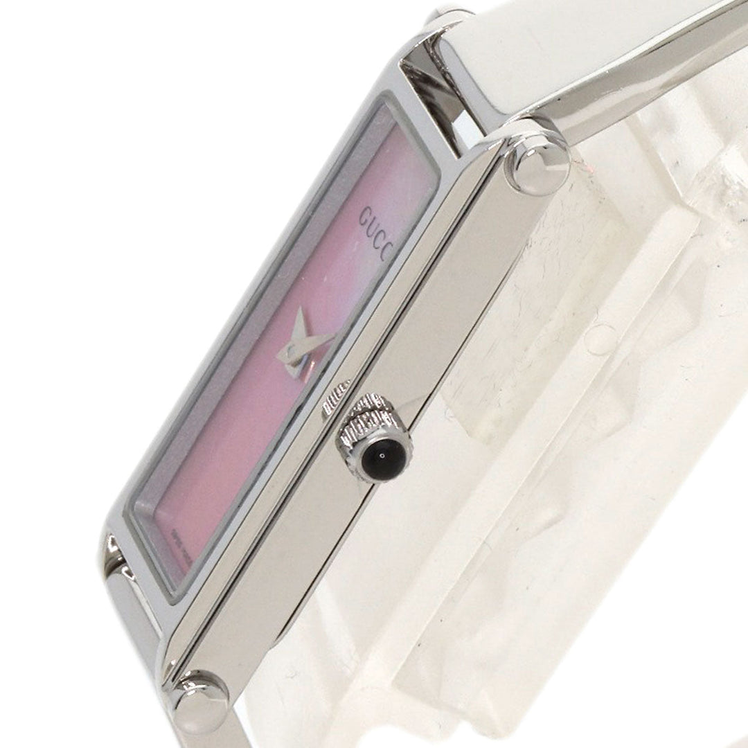 GUCCI Watches Quartz 1500L Stainless Steel , Stainless Steel Silver Square face Pink shell dial Women Used Authentic