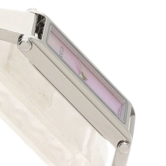 GUCCI Watches Quartz 1500L Stainless Steel , Stainless Steel Silver Square face Pink shell dial Women Used Authentic