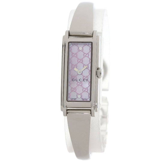 GUCCI Watches Quartz 109 Stainless Steel , Stainless Steel Silver GG square face Pink shell dial Women Used Authentic