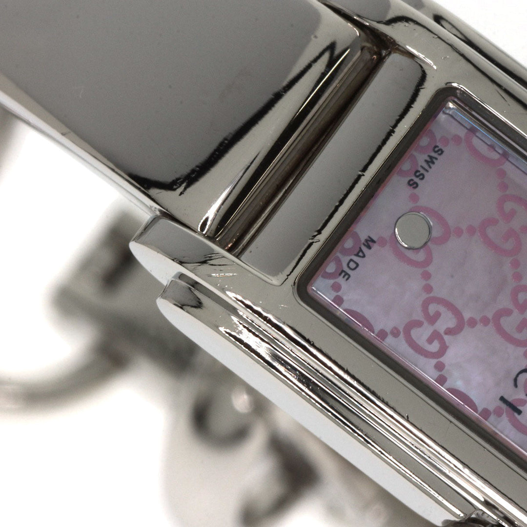 GUCCI Watches Quartz 109 Stainless Steel , Stainless Steel Silver GG square face Pink shell dial Women Used Authentic