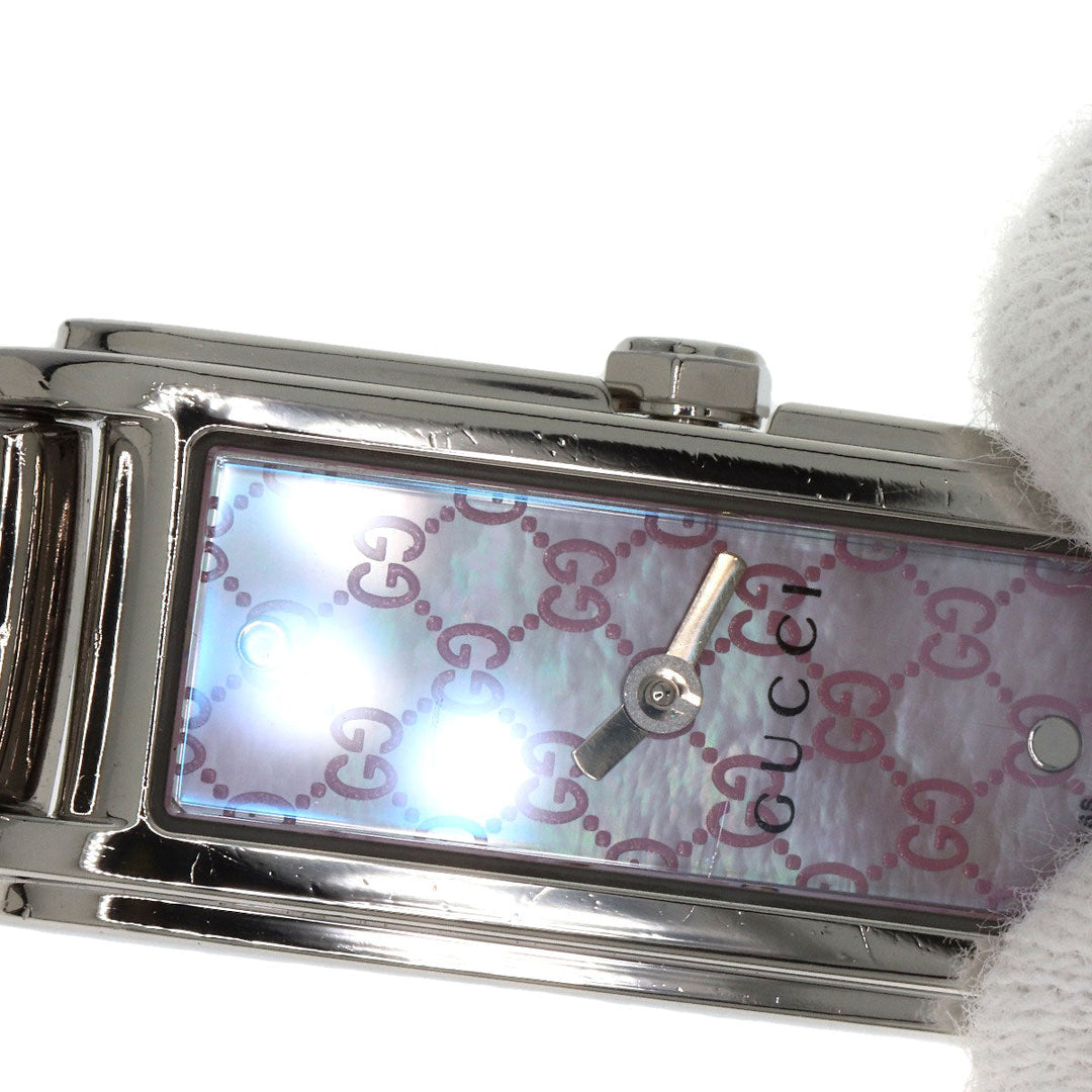 GUCCI Watches Quartz 109 Stainless Steel , Stainless Steel Silver GG square face Pink shell dial Women Used Authentic