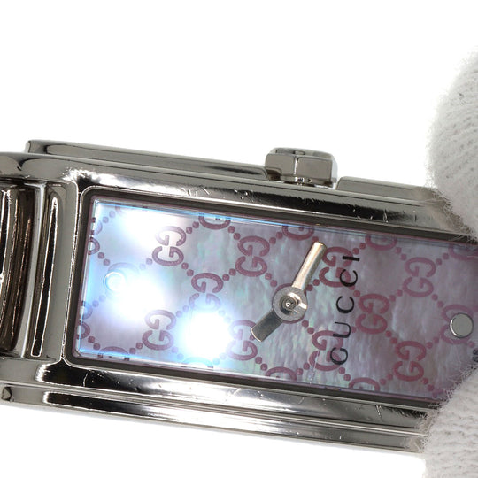 GUCCI Watches Quartz 109 Stainless Steel , Stainless Steel Silver GG square face Pink shell dial Women Used Authentic