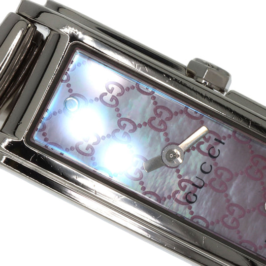 GUCCI Watches Quartz 109 Stainless Steel , Stainless Steel Silver GG square face Pink shell dial Women Used Authentic
