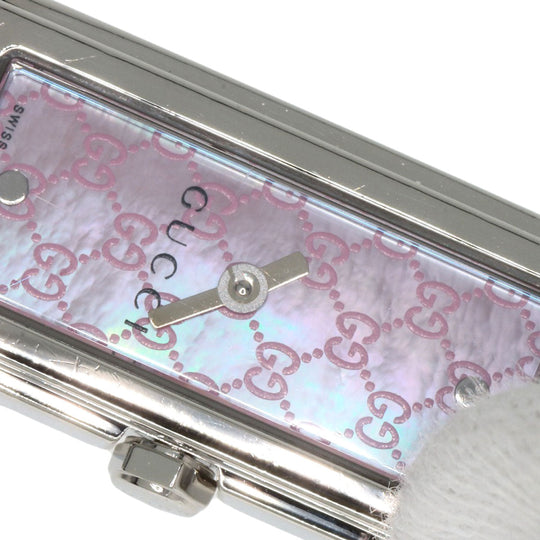 GUCCI Watches Quartz 109 Stainless Steel , Stainless Steel Silver GG square face Pink shell dial Women Used Authentic