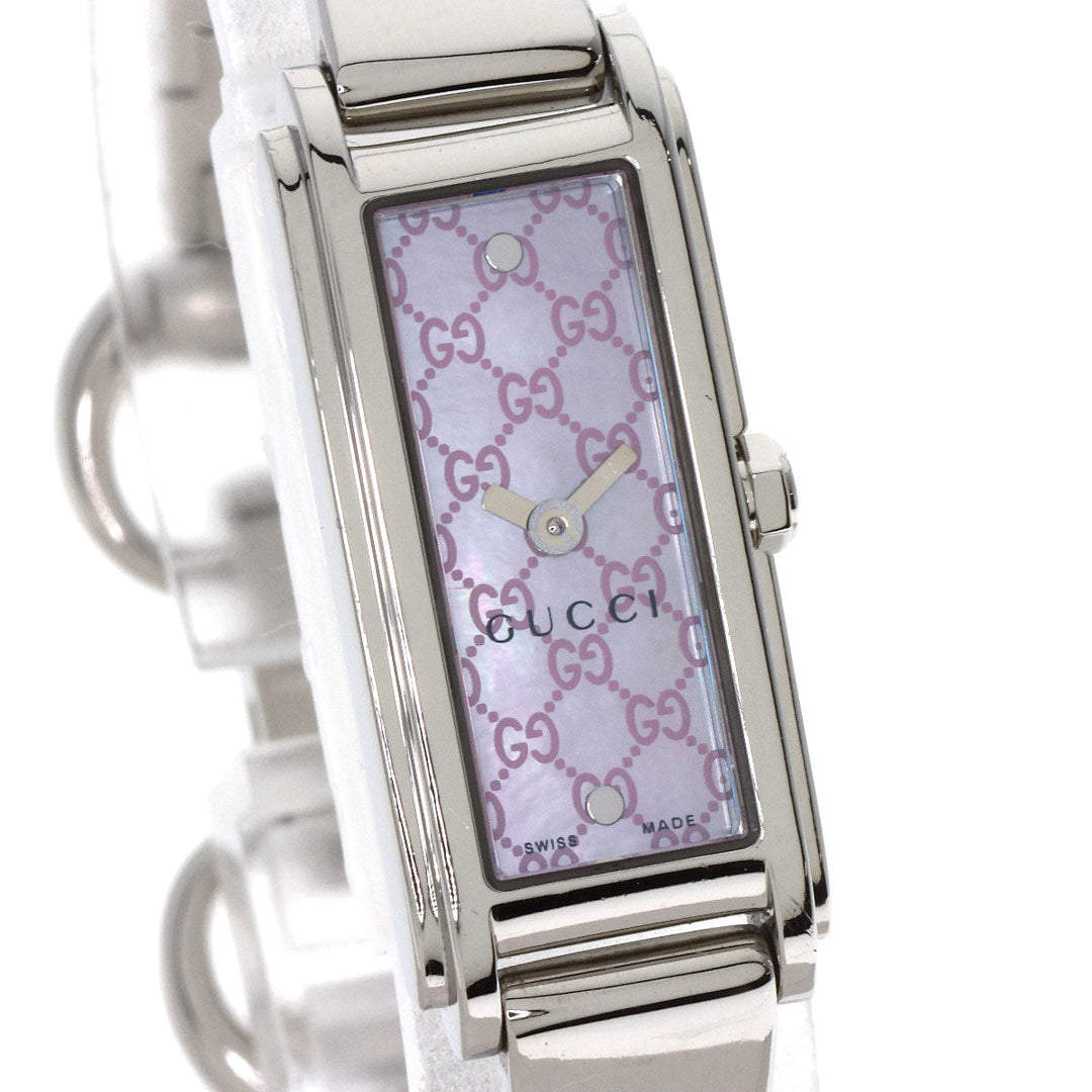 GUCCI Watches Quartz 109 Stainless Steel , Stainless Steel Silver GG square face Pink shell dial Women Used Authentic