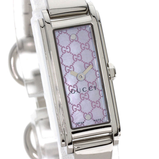 GUCCI Watches Quartz 109 Stainless Steel , Stainless Steel Silver GG square face Pink shell dial Women Used Authentic