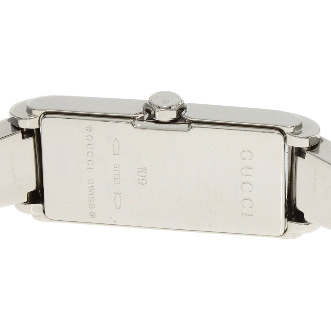 GUCCI Watches Quartz 109 Stainless Steel , Stainless Steel Silver GG square face Pink shell dial Women Used Authentic