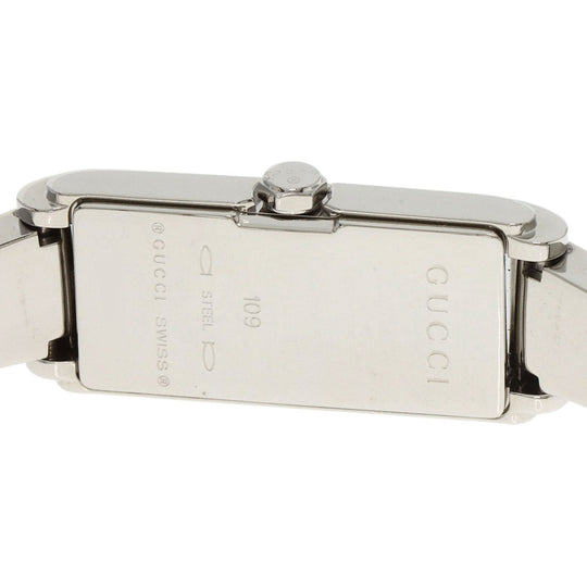 GUCCI Watches Quartz 109 Stainless Steel , Stainless Steel Silver GG square face Pink shell dial Women Used Authentic