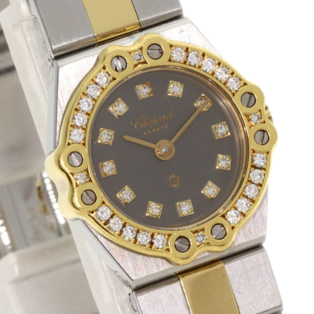 Chopard Watches Quartz 25/8067-11 Stainless Steel, Stainless Steel, Diamond gold St. Moritz 12P Diamond gray dial Women Used Authentic