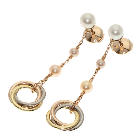 CARTIER Pierce K18YG , K18WG , K18PG gold Trinity Pearl Women Used Authentic
