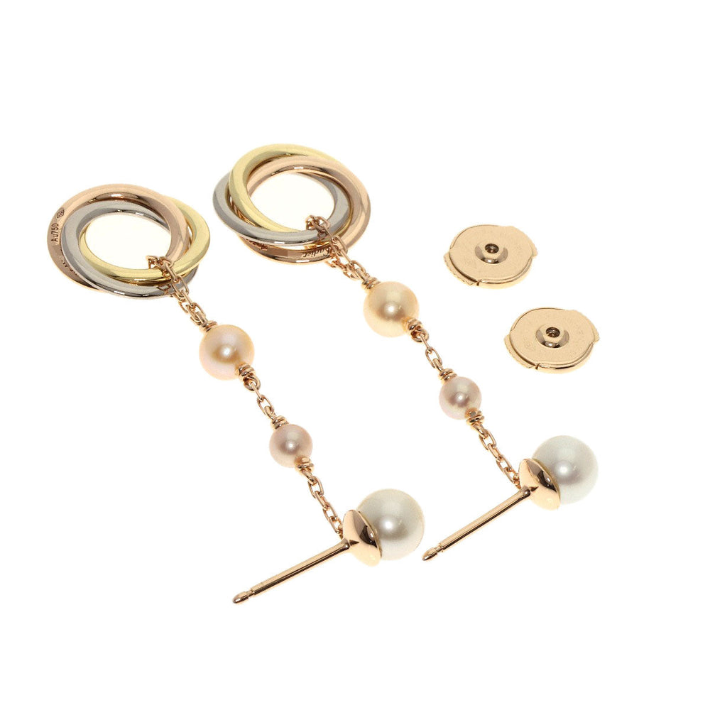 CARTIER Pierce K18YG , K18WG , K18PG gold Trinity Pearl Women Used Authentic