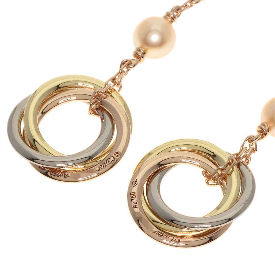 CARTIER Pierce K18YG , K18WG , K18PG gold Trinity Pearl Women Used Authentic