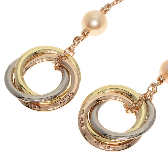 CARTIER Pierce K18YG , K18WG , K18PG gold Trinity Pearl Women Used Authentic