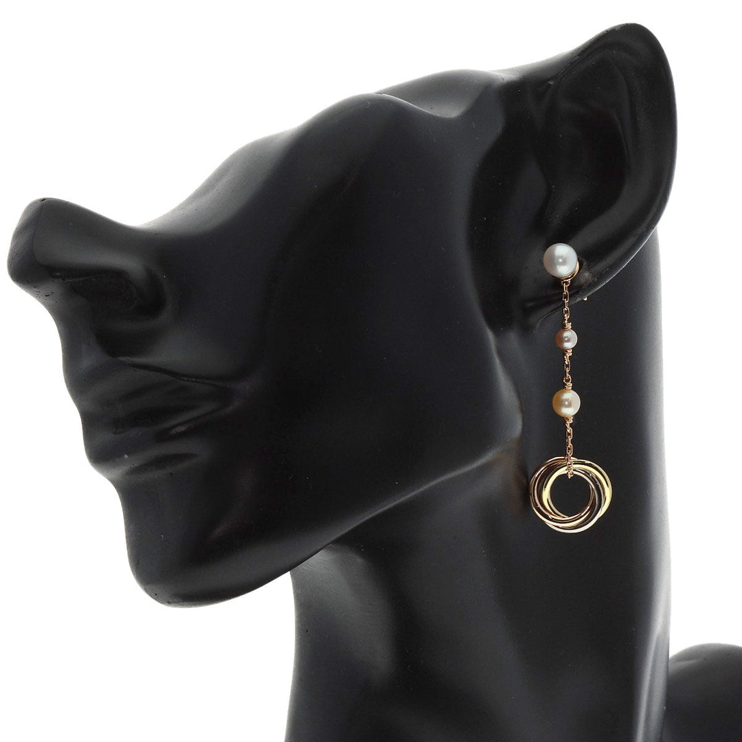 CARTIER Pierce K18YG , K18WG , K18PG gold Trinity Pearl Women Used Authentic