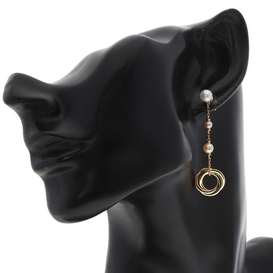 CARTIER Pierce K18YG , K18WG , K18PG gold Trinity Pearl Women Used Authentic