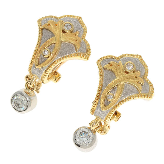 NOBUKO ISHIKAWA Earring K18YG , PT900 gold 3P Diamond Women Used Authentic