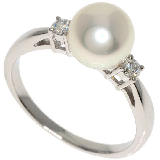 MIKIMOTO Ring PT950 Silver Pearl 2P Diamond