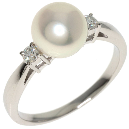 MIKIMOTO Ring PT950 Silver Pearl 2P Diamond