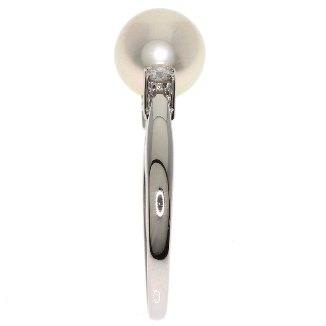 MIKIMOTO Ring PT950 Silver Pearl 2P Diamond
