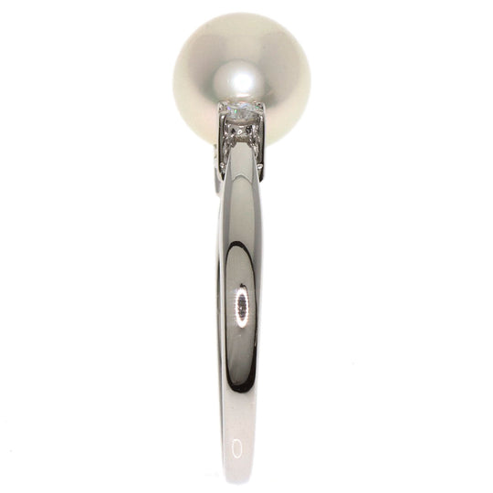 MIKIMOTO Ring PT950 Silver Pearl 2P Diamond