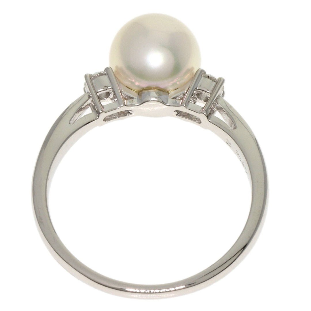 MIKIMOTO Ring PT950 Silver Pearl 2P Diamond