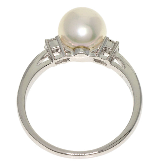 MIKIMOTO Ring PT950 Silver Pearl 2P Diamond