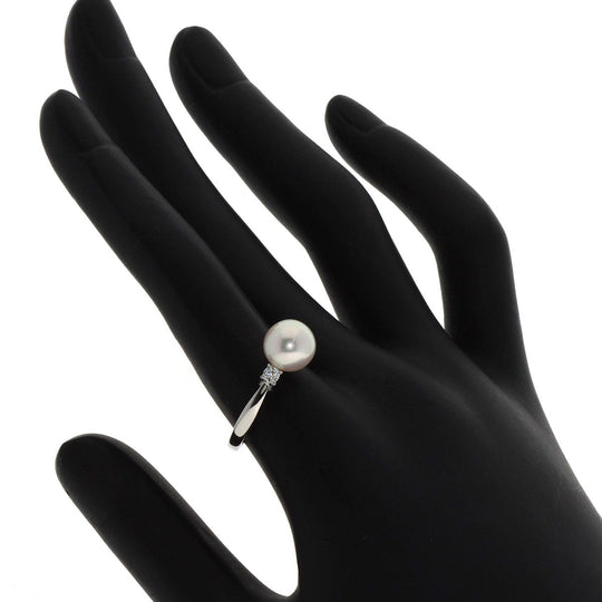 MIKIMOTO Ring PT950 Silver Pearl 2P Diamond