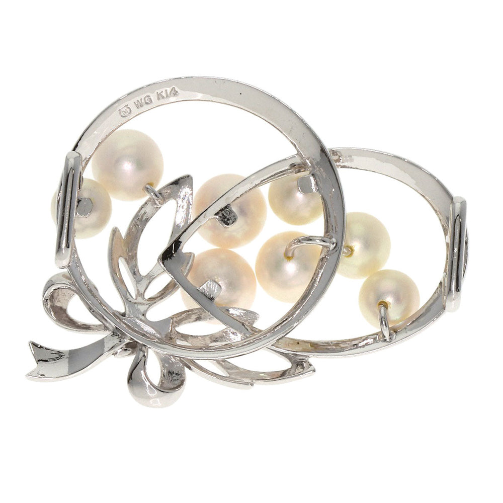 MIKIMOTO Obi closure K14WG Silver Pearl Women Used Authentic