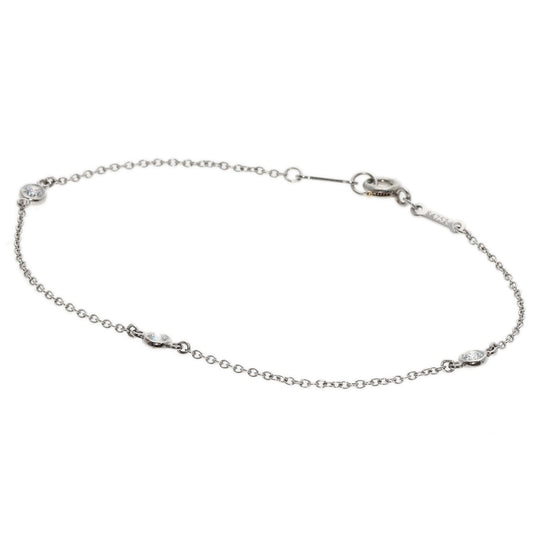 TIFFANY&Co. bracelet PT950 Silver By the yard diamond Women Used Authentic
