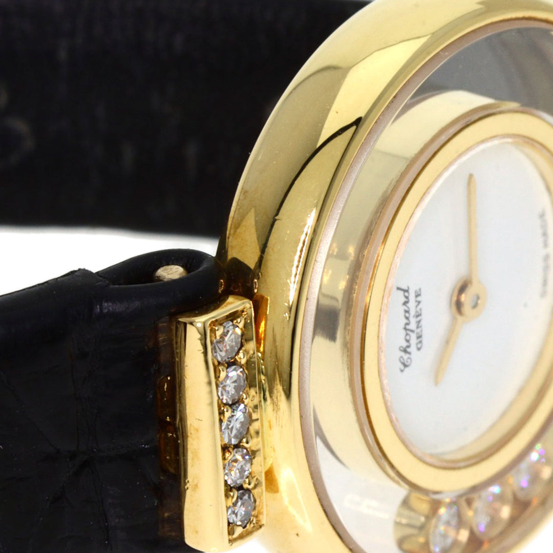 Chopard Watches Quartz 20/5511 K18YG , Leather , Diamond gold Happy diamond white dial Women Used Authentic